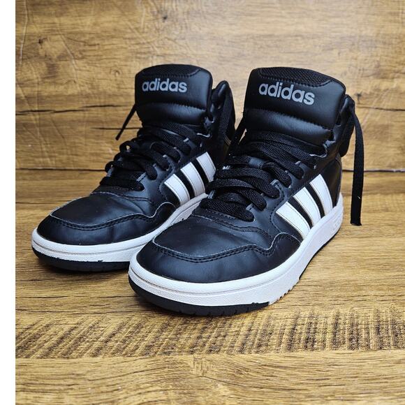 Adidas Hoops Mid 3.0 Black lace up Sneaker size 2 - Picture 2 of 9